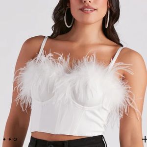 Windsor While Feather Corset Top